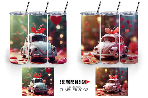 Tumbler Wrap Valentine Car Bug Sublimation artnoy 