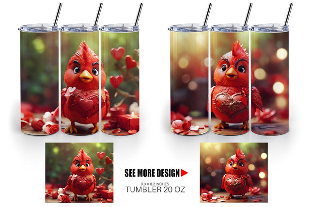 Tumbler Wrap Valentine Cardinal Bird Sublimation artnoy 
