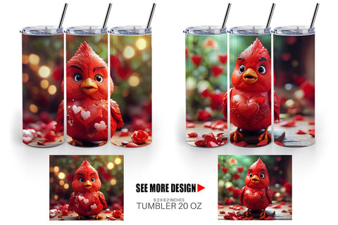 Tumbler Wrap Valentine Cardinal Bird Sublimation artnoy 