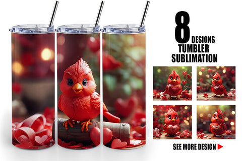 Tumbler Wrap Valentine Cardinal Bird Sublimation artnoy 