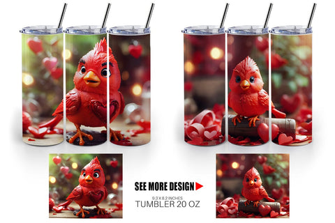 Tumbler Wrap Valentine Cardinal Bird Sublimation artnoy 