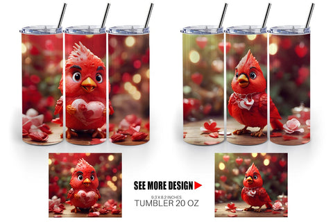 Tumbler Wrap Valentine Cardinal Bird Sublimation artnoy 