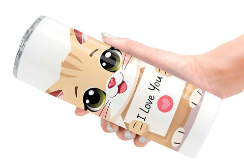 Tumbler Wrap Valentine Cat Cartoon Sublimation artnoy 