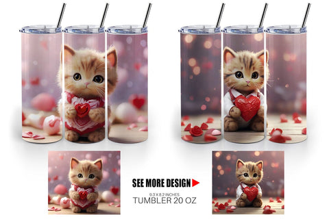 Tumbler Wrap Valentine Cat Sublimation artnoy 