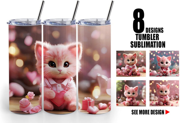 Tumbler Wrap Valentine Cat Sublimation artnoy 