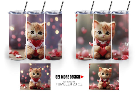 Tumbler Wrap Valentine Cat Sublimation artnoy 