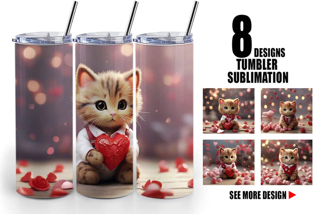 Tumbler Wrap Valentine Cat Sublimation artnoy 
