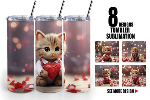 Tumbler Wrap Valentine Cat Sublimation artnoy 