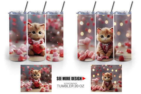 Tumbler Wrap Valentine Cat Sublimation artnoy 