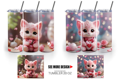 Tumbler Wrap Valentine Cat Sublimation artnoy 