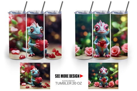 Tumbler Wrap Valentine Chameleon Sublimation artnoy 