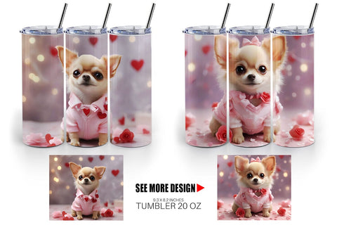 Tumbler Wrap Valentine Chihuahua Dog Sublimation artnoy 