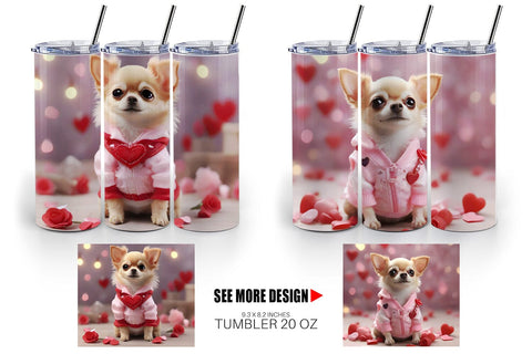 Tumbler Wrap Valentine Chihuahua Dog Sublimation artnoy 