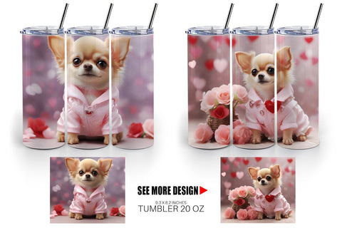 Tumbler Wrap Valentine Chihuahua Dog Sublimation artnoy 
