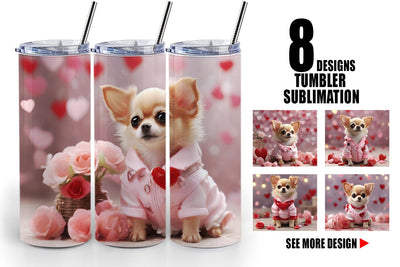 Tumbler Wrap Valentine Chihuahua Dog Sublimation artnoy 