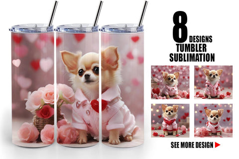 Tumbler Wrap Valentine Chihuahua Dog Sublimation artnoy 