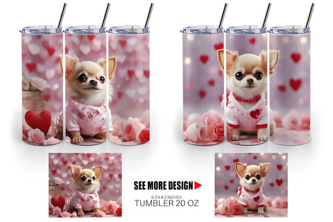 Tumbler Wrap Valentine Chihuahua Dog Sublimation artnoy 