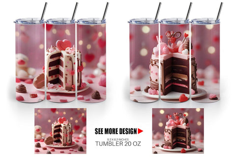 Tumbler Wrap Valentine Chocolate Cake Sublimation artnoy 