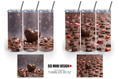 Tumbler Wrap Valentine Chocolate Heart Sublimation artnoy 