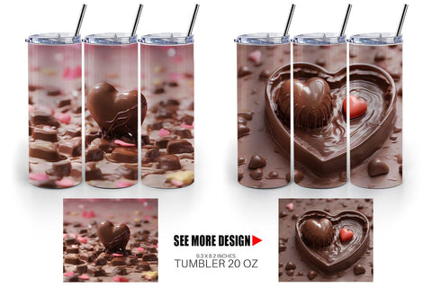 Tumbler Wrap Valentine Chocolate Heart Sublimation artnoy 