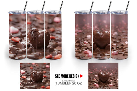 Tumbler Wrap Valentine Chocolate Heart Sublimation artnoy 
