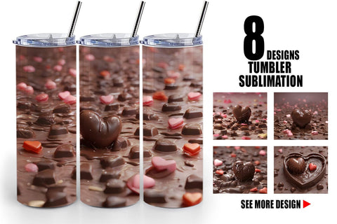 Tumbler Wrap Valentine Chocolate Heart Sublimation artnoy 