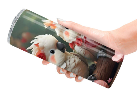 Tumbler Wrap Valentine Cockatoo Bird Sublimation artnoy 