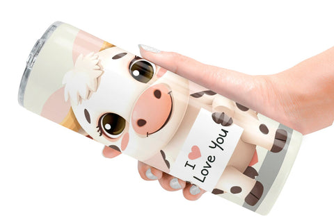 Tumbler Wrap Valentine Cow Cartoon Sublimation artnoy 