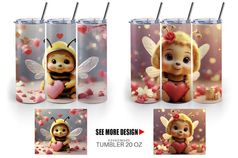 Tumbler Wrap Valentine Cute Bee Sublimation artnoy 