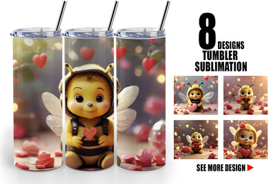 Tumbler Wrap Valentine Cute Bee Sublimation artnoy 