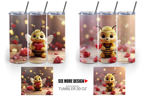 Tumbler Wrap Valentine Cute Bee Sublimation artnoy 