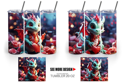 Tumbler Wrap Valentine Cute Dragon Sublimation artnoy 