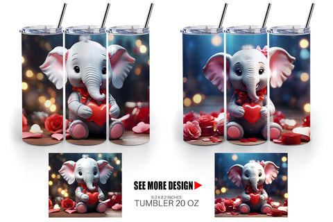 Tumbler Wrap Valentine Cute Elephant Sublimation artnoy 