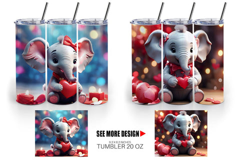 Tumbler Wrap Valentine Cute Elephant Sublimation artnoy 