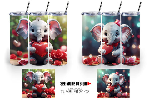 Tumbler Wrap Valentine Cute Elephant Sublimation artnoy 