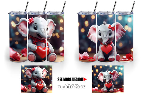 Tumbler Wrap Valentine Cute Elephant Sublimation artnoy 