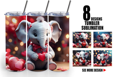 Tumbler Wrap Valentine Cute Elephant Sublimation artnoy 