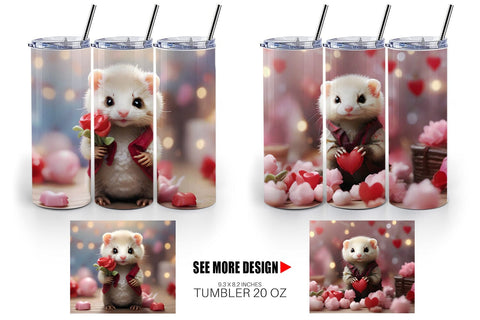 Tumbler Wrap Valentine Cute Ferret Sublimation artnoy 
