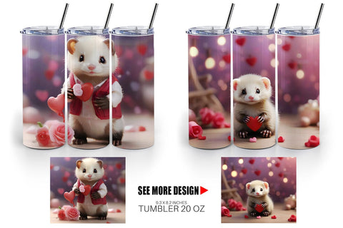 Tumbler Wrap Valentine Cute Ferret Sublimation artnoy 