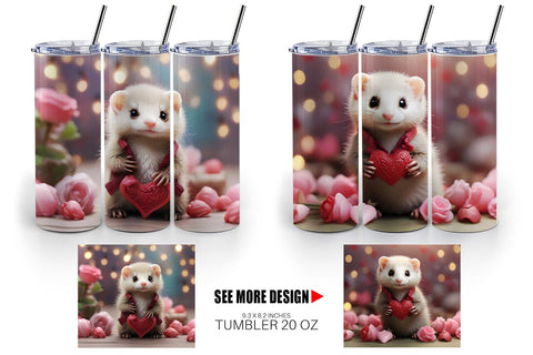 Tumbler Wrap Valentine Cute Ferret Sublimation artnoy 