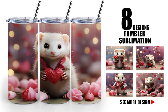 Tumbler Wrap Valentine Cute Ferret Sublimation artnoy 