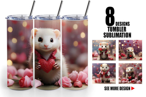 Tumbler Wrap Valentine Cute Ferret Sublimation artnoy 