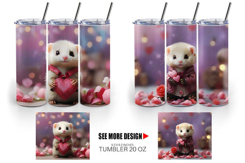 Tumbler Wrap Valentine Cute Ferret Sublimation artnoy 