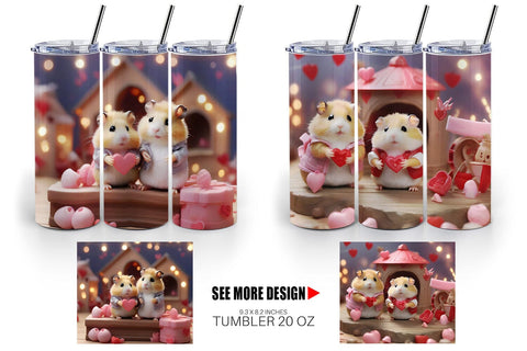 Tumbler Wrap Valentine Cute Hamsters Sublimation artnoy 