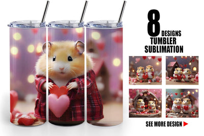 Tumbler Wrap Valentine Cute Hamsters Sublimation artnoy 