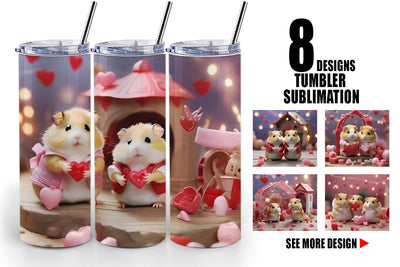 Tumbler Wrap Valentine Cute Hamsters Sublimation artnoy 