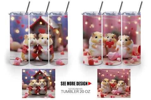 Tumbler Wrap Valentine Cute Hamsters Sublimation artnoy 