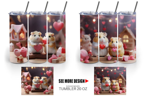 Tumbler Wrap Valentine Cute Hamsters Sublimation artnoy 