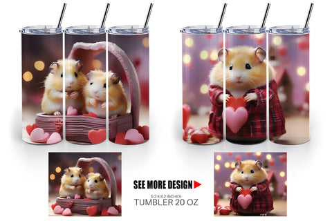 Tumbler Wrap Valentine Cute Hamsters Sublimation artnoy 