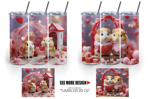 Tumbler Wrap Valentine Cute Hamsters Sublimation artnoy 